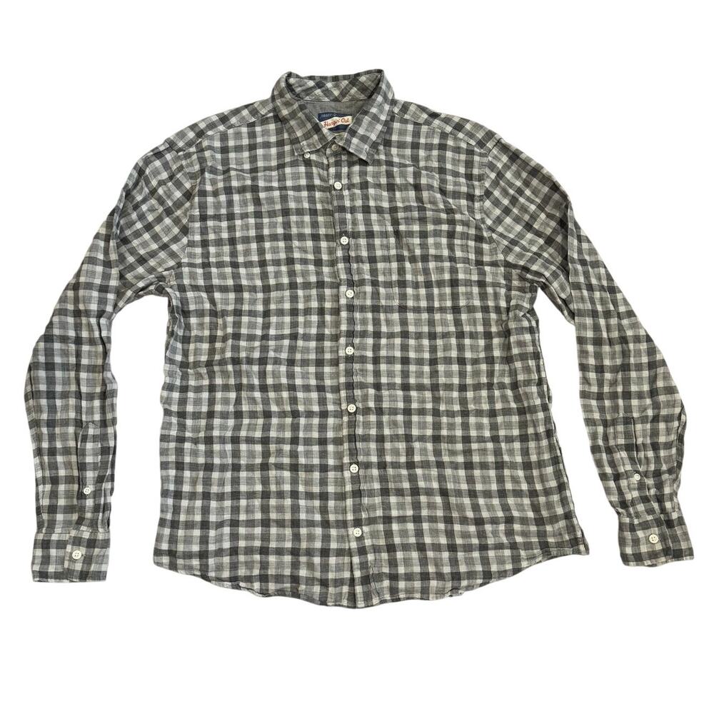 johnnie-O Hangin Out Plaid Button Down Shirt Mens L Stormfront Gray Cotton LS Wv